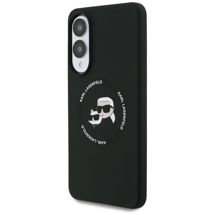 Karl Lagerfeld Silicone nauble Heads And Circle MagSafe case for Samsung Galaxy S25 Edge - black