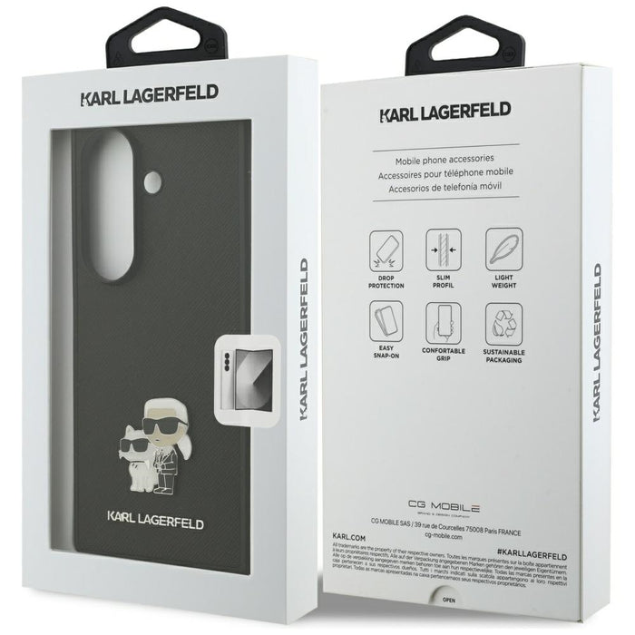 Karl Lagerfeld Saffiano Karl&amp;Choupette Pin Case for Samsung Galaxy Z Fold7 - Black