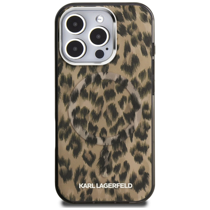 Karl Lagerfeld IML Leopard Pattern MagSafe Case for iPhone 16 Pro Max - Brown