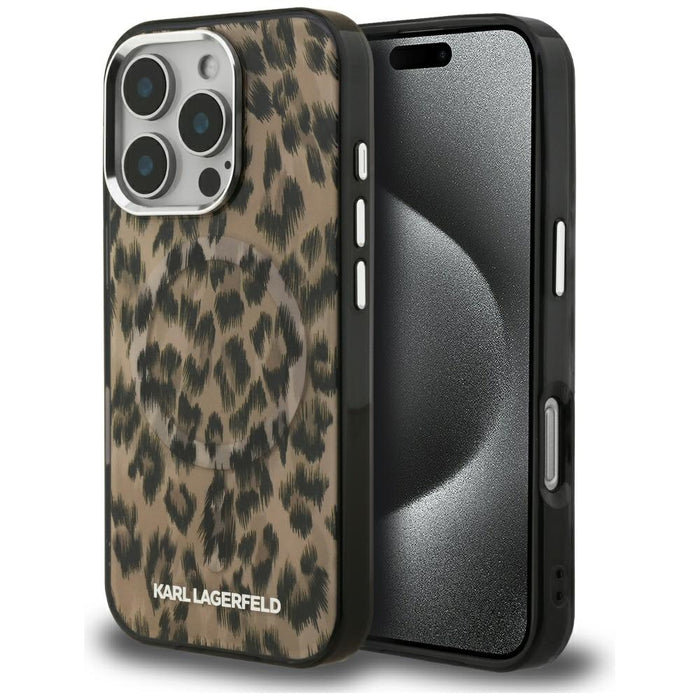 Karl Lagerfeld IML Leopard Pattern MagSafe Case for iPhone 16 Pro Max - Brown