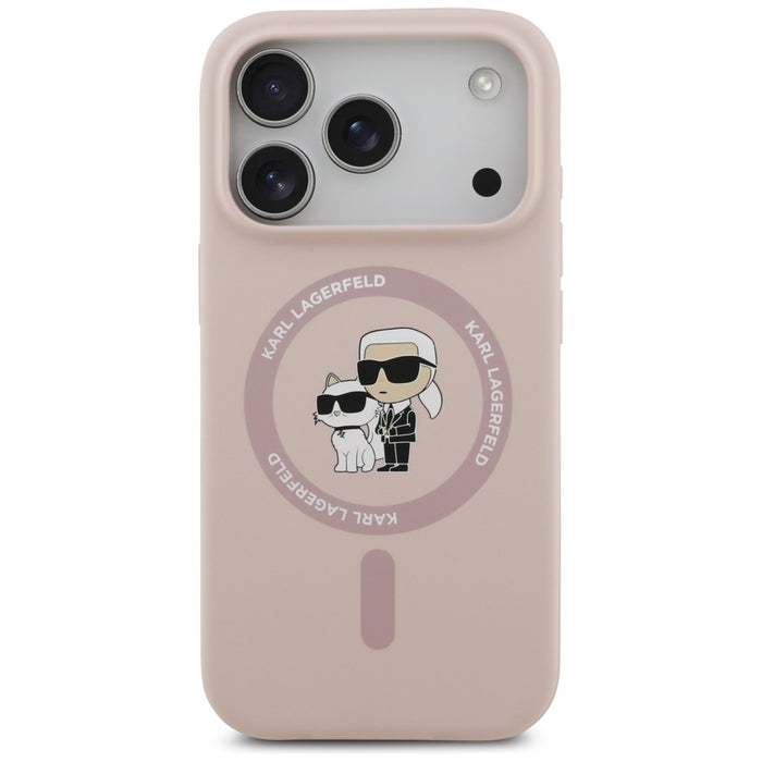 Karl Lagerfeld Silicone Karl&amp;Choupette Ring MagSafe Case for iPhone 17 Pro - Pink