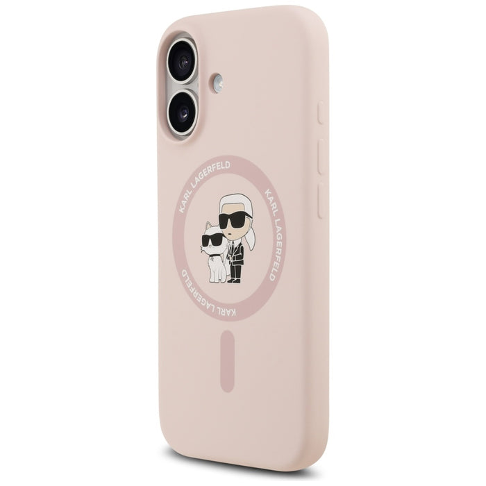 Karl Lagerfeld Silicone Karl&amp;Choupette Ring MagSafe Case for iPhone 17 - Pink