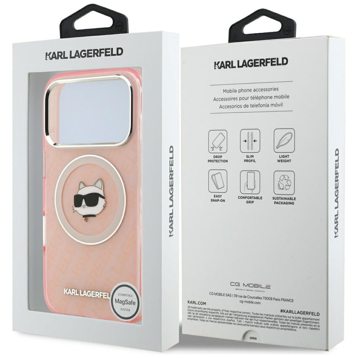 Karl Lagerfeld IML Choupette Head Logo MagSafe Case for iPhone 17 Pro Max - Pink