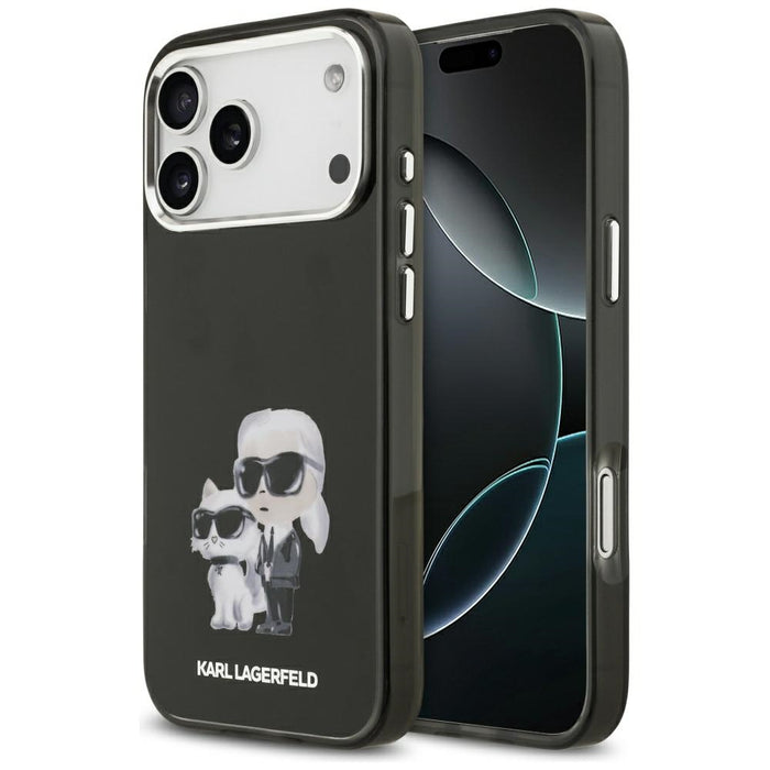 Karl Lagerfeld IML Aquarelle Karl &amp; Choupette &amp; Logo MagSafe Case for iPhone 17 Pro Max - Black