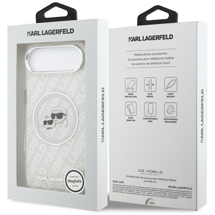 Karl Lagerfeld IML Glitter Karl&amp;Choupette Heads Logo MagSafe Case for iPhone Air - Gray