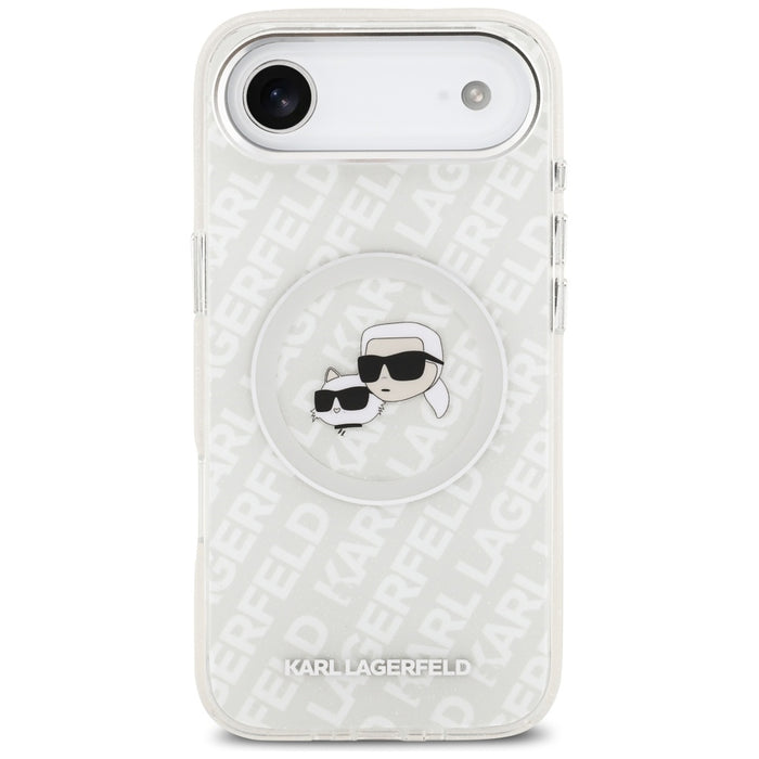 Karl Lagerfeld IML Glitter Karl&amp;Choupette Heads Logo MagSafe Case for iPhone Air - Gray