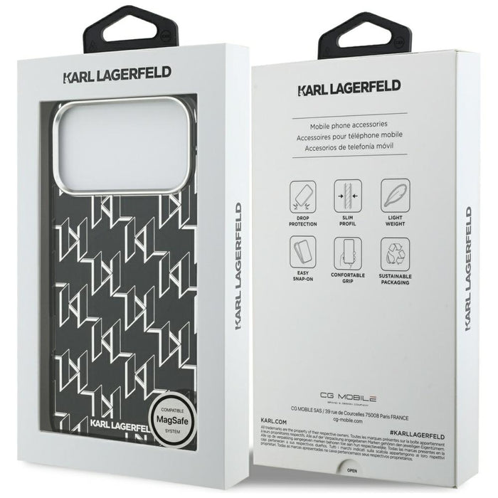 Karl Lagerfeld IML KL Monogram MagSafe Case for iPhone 17 Pro Max - Black