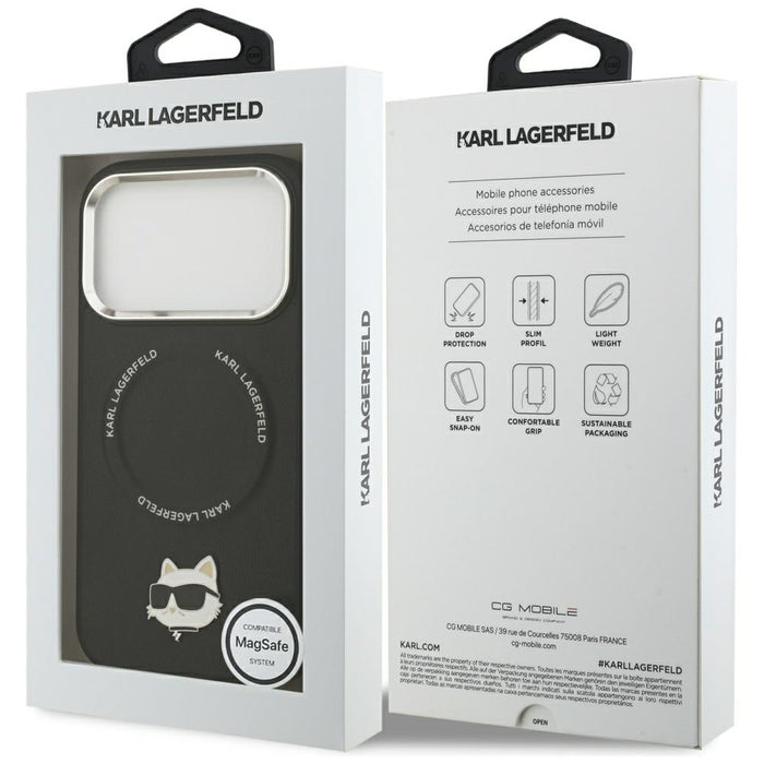 Karl Lagerfeld Choupette Pin MagSafe Case for iPhone 17 Pro - Black