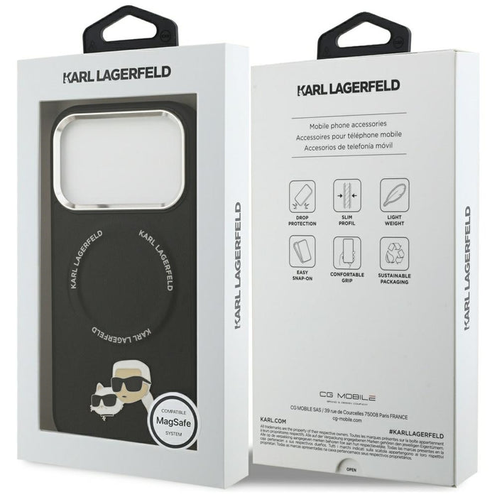 Karl Lagerfeld Karl &amp; Choupette Pins MagSafe Case for iPhone 17 Pro Max - Black