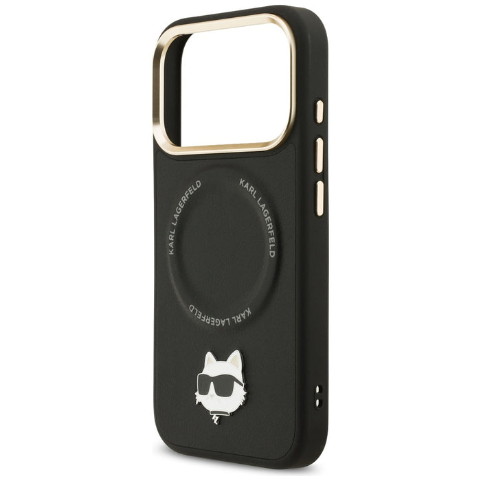 Karl Lagerfeld Big Strap Choupette Metal Logo MagSafe Case for iPhone 17 Pro Max - Black