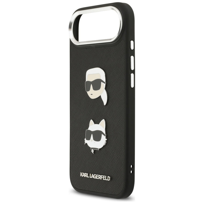 Karl Lagerfeld FW Grained Karl &amp; Choupette Heads Pins &amp; Logo iPhone Air Case - Black