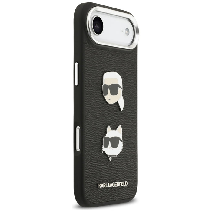 Karl Lagerfeld FW Grained Karl &amp; Choupette Heads Pins &amp; Logo iPhone Air Case - Black