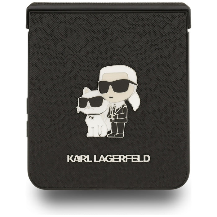 Karl Lagerfeld Saffiano Karl&amp;Choupette Pin Case for Samsung Galaxy Z Flip 7 - Black