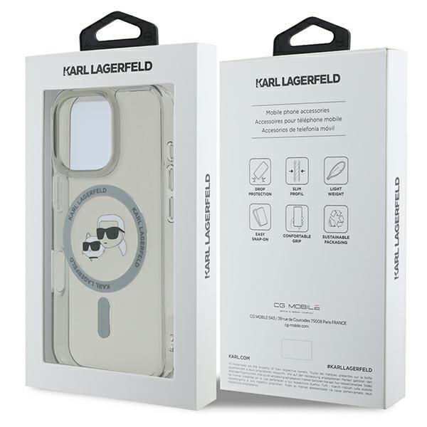 Karl Lagerfeld IML Metal Karl&Choupette Head MagSafe Case for iPhone 16 Pro - Black