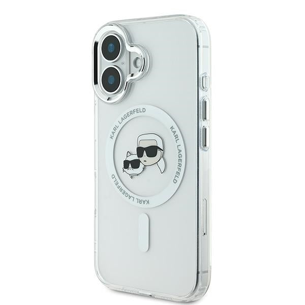 Karl Lagerfeld IML Metal Karl&Choupette Head MagSafe Case for iPhone 16 Plus - White