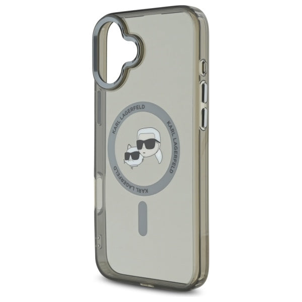 Karl Lagerfeld IML Metal Karl&amp;Choupette Head MagSafe Case for iPhone 16 Plus - Black