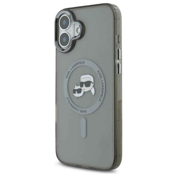 Karl Lagerfeld IML Metal Karl&amp;Choupette Head MagSafe Case for iPhone 16 Plus - Black