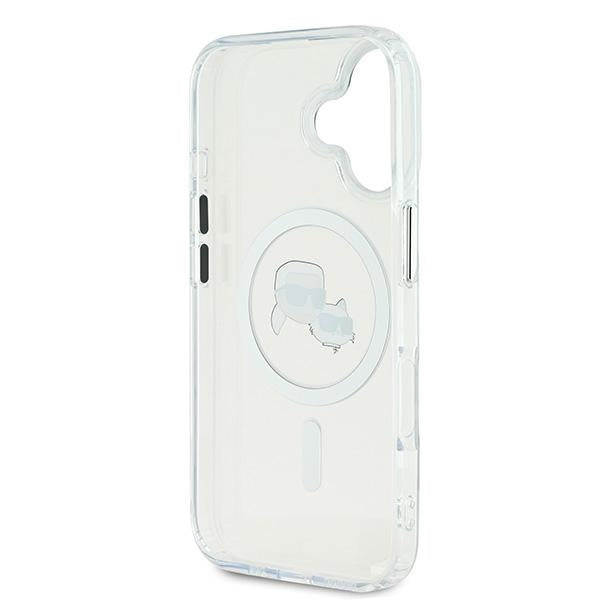 Karl Lagerfeld IML Metal Karl&amp;Choupette Head MagSafe Case for iPhone 16 - White