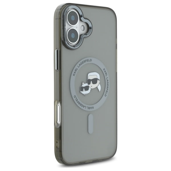 Karl Lagerfeld IML Metal Karl&amp;Choupette Head MagSafe Case for iPhone 16 - Black