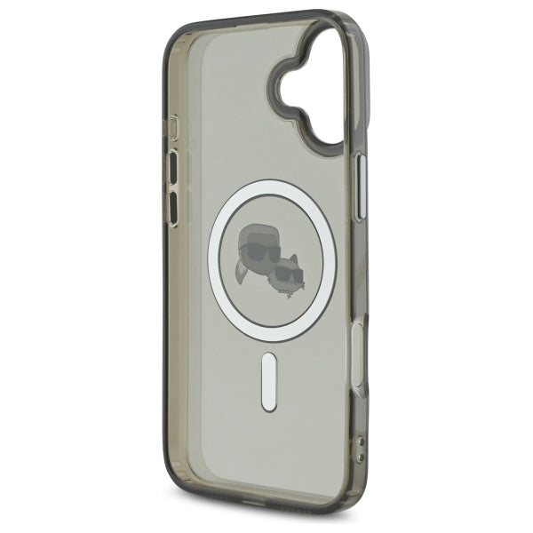 Karl Lagerfeld IML Metal Karl&amp;Choupette Head MagSafe Case for iPhone 16 - Black