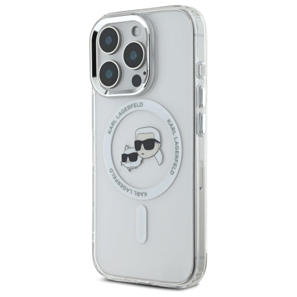 Karl Lagerfeld IML Metal Karl&Choupette Head MagSafe Case for iPhone 16 Pro Max - White