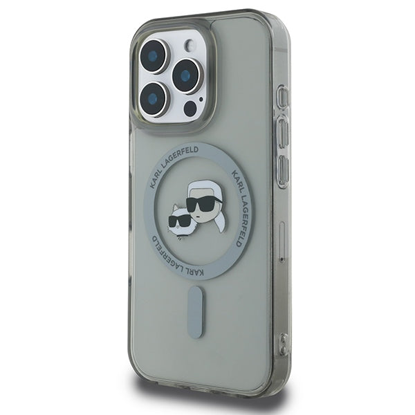 Karl Lagerfeld IML Metal Karl&amp;Choupette Head MagSafe Case for iPhone 16 Pro Max - Black