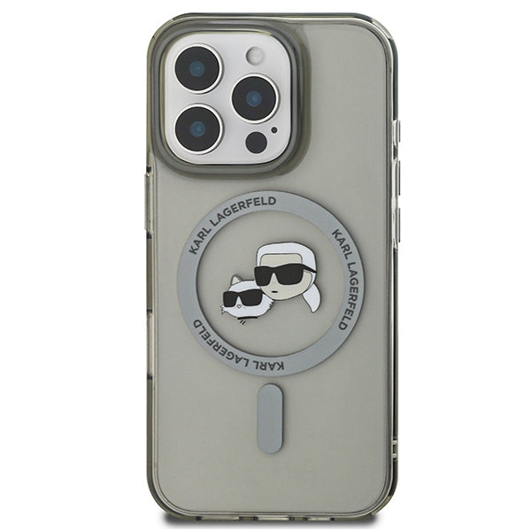Karl Lagerfeld IML Metal Karl&Choupette Head MagSafe Case for iPhone 16 Pro Max - Black