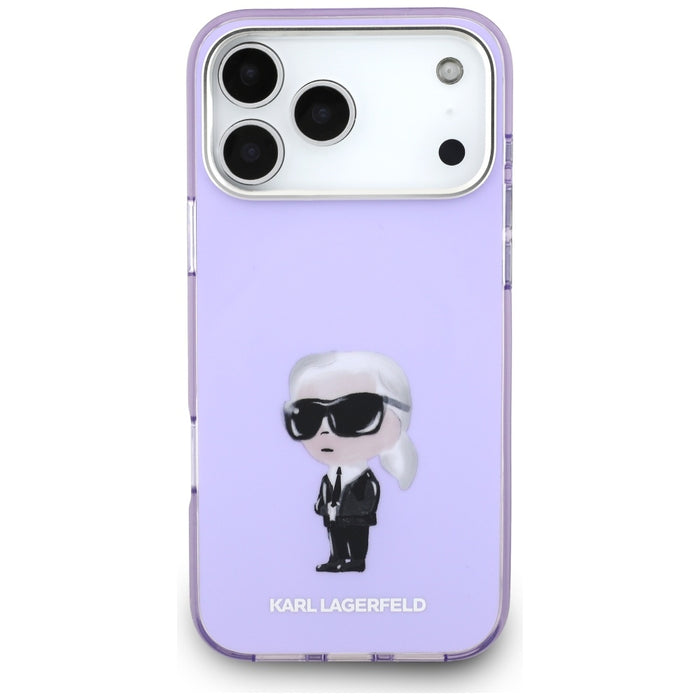 Karl Lagerfeld IML Aquarelle Karl &amp; Choupette &amp; Logo MagSafe Case for iPhone 17 Pro Max - Purple