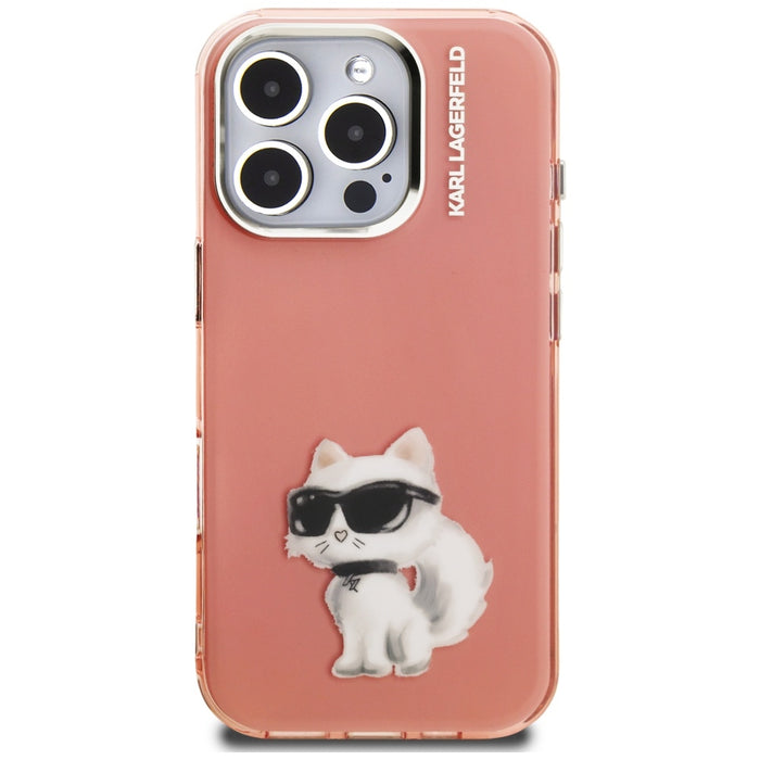 Karl Lagerfeld IML Aquarelle Choupette &amp; Logo iPhone 16 Pro Case - Pink