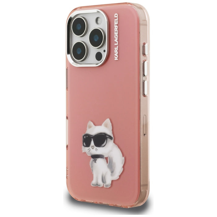 Karl Lagerfeld IML Aquarelle Choupette &amp; Logo iPhone 16 Pro Case - Pink