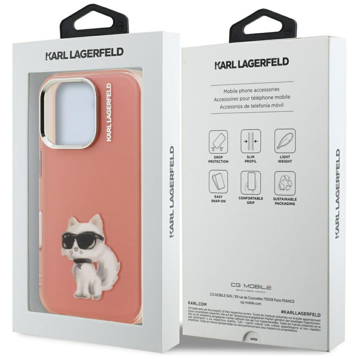 Karl Lagerfeld IML Aquarelle Choupette &amp; Logo iPhone 16 Pro Case - Pink