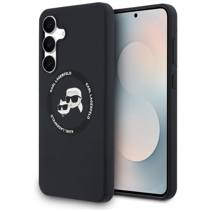 Karl Lagerfeld Silicone Karl &amp; Choupette Heads MagSafe Case for Samsung Galaxy S25 FE - Black