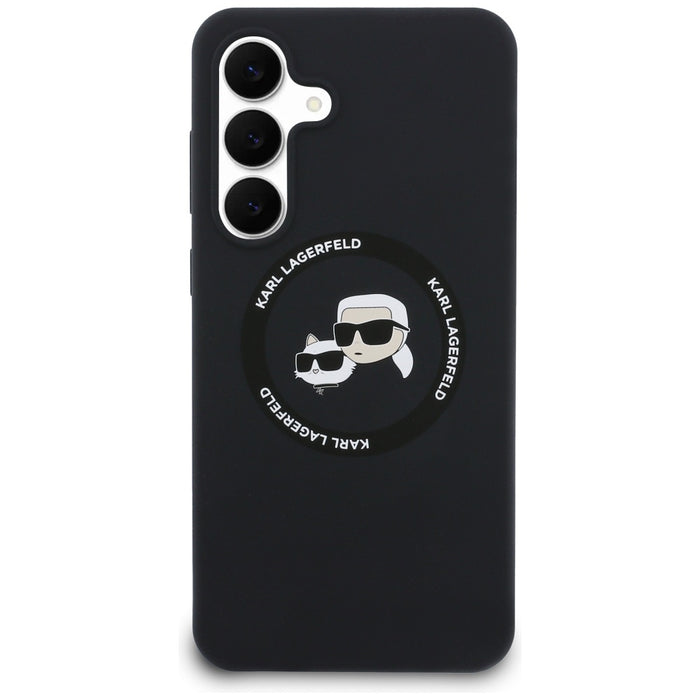 Karl Lagerfeld Silicone Karl &amp; Choupette Heads MagSafe Case for Samsung Galaxy S25 FE - Black