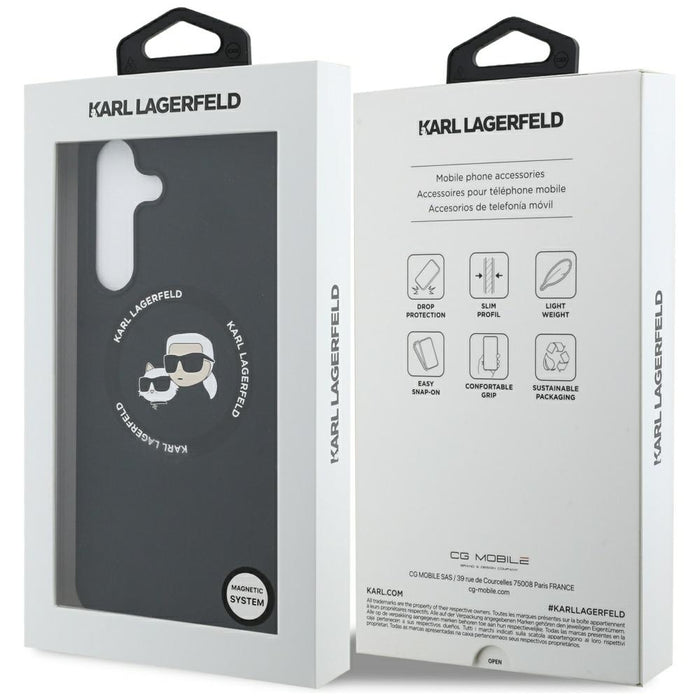 Karl Lagerfeld Silicone Karl &amp; Choupette Heads MagSafe Case for Samsung Galaxy S25 FE - Black