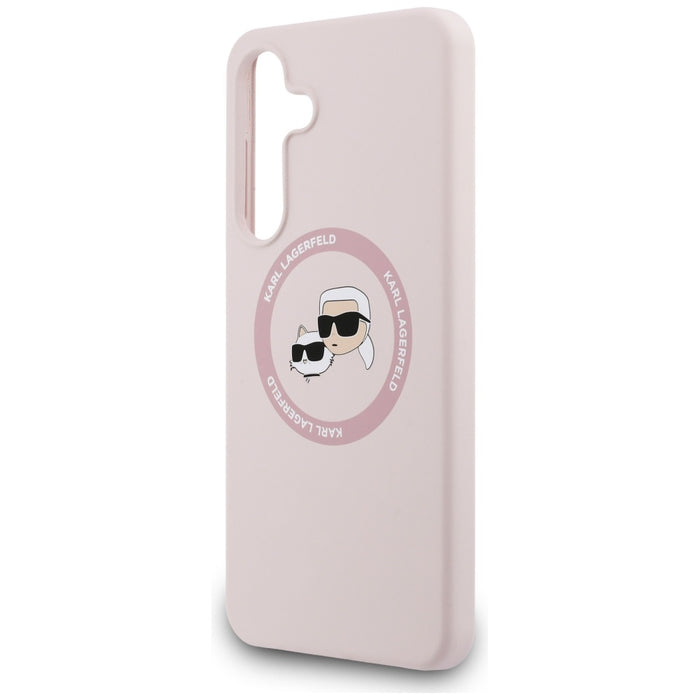 Karl Lagerfeld Silicone Karl &amp; Choupette Heads MagSafe Case for Samsung Galaxy S25 FE - Pink