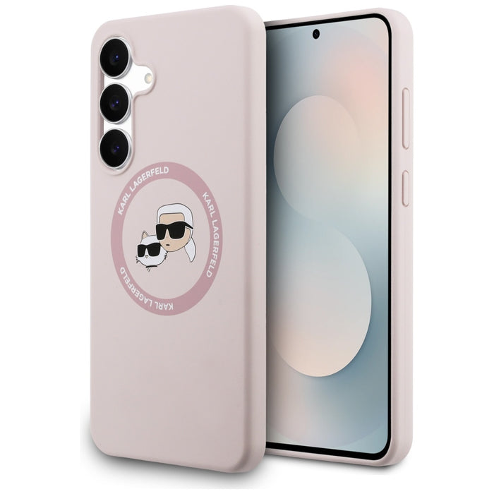 Karl Lagerfeld Silicone Karl &amp; Choupette Heads MagSafe Case for Samsung Galaxy S25 FE - Pink