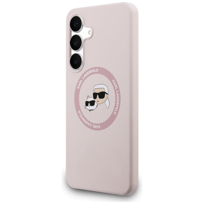 Karl Lagerfeld Silicone Karl &amp; Choupette Heads MagSafe Case for Samsung Galaxy S25 FE - Pink