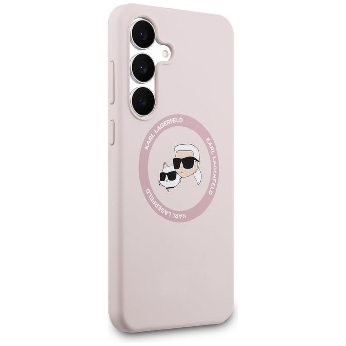 Karl Lagerfeld Silicone Karl &amp; Choupette Heads MagSafe Case for Samsung Galaxy S25 FE - Pink