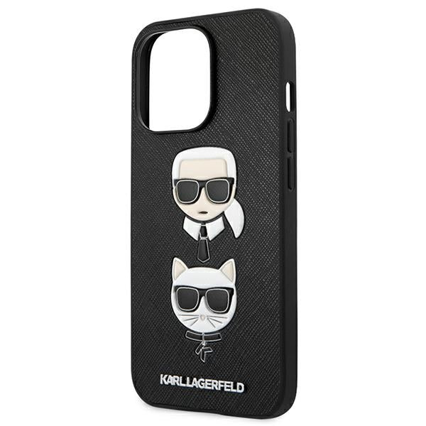 Karl Lagerfeld Saffiano Karl&amp;Choupette Head Case for iPhone 13 Pro / 13 - Black