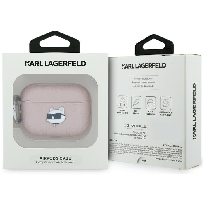 Karl Lagerfeld Monogram Choupette Head Case for AirPods Pro 3 - Pink