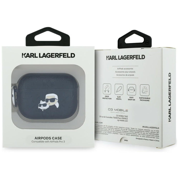 Karl Lagerfeld Monogram Karl &amp; Choupette Head Case for AirPods Pro 3 - Black
