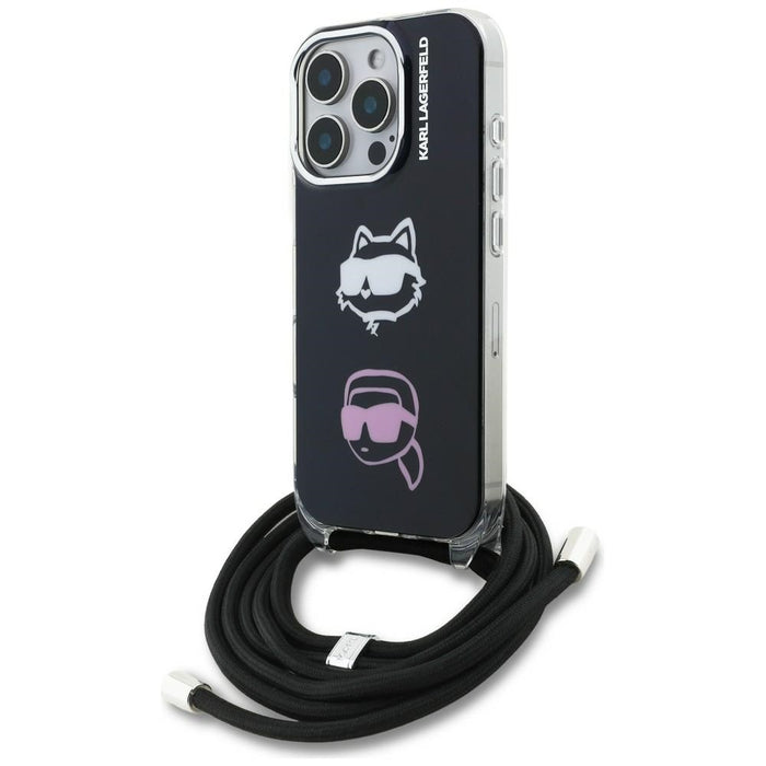 Karl Lagerfeld IML Crossbody Karl&amp;Choupette Head Case for iPhone 16 Pro Max - Black