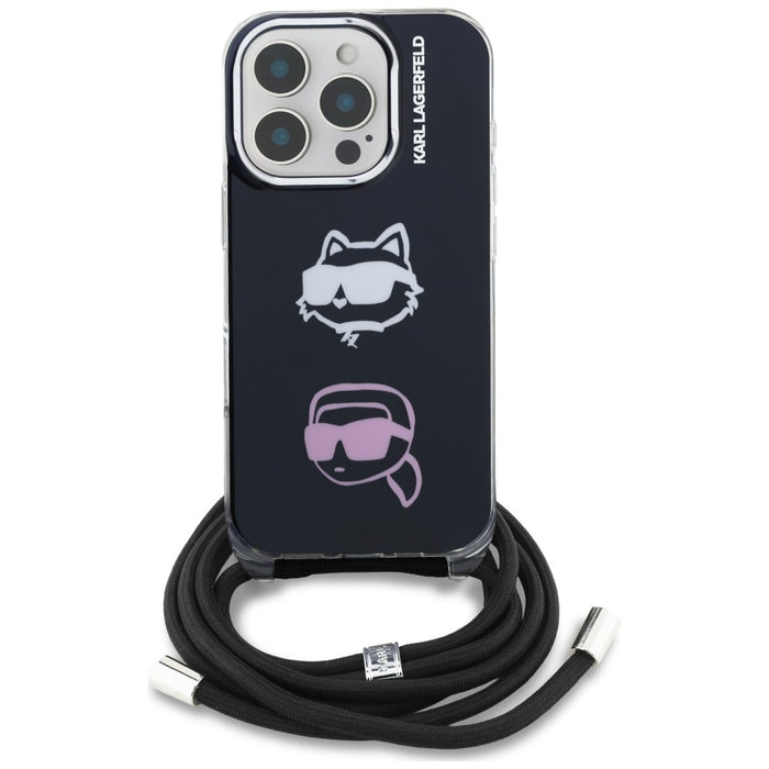 Karl Lagerfeld IML Crossbody Karl&amp;Choupette Head Case for iPhone 16 Pro Max - Black
