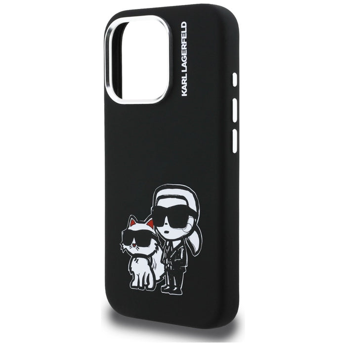 Karl Lagerfeld Silicone Karl&amp;Choupette Sketch MagSafe Case for iPhone 16 Pro Max - Black