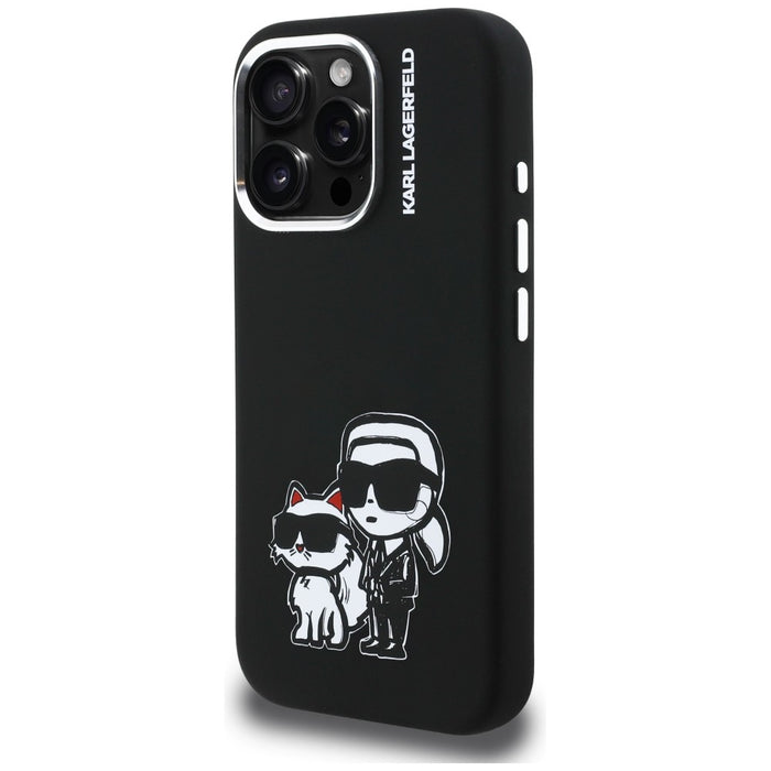 Karl Lagerfeld Silicone Karl&amp;Choupette Sketch MagSafe Case for iPhone 16 Pro Max - Black