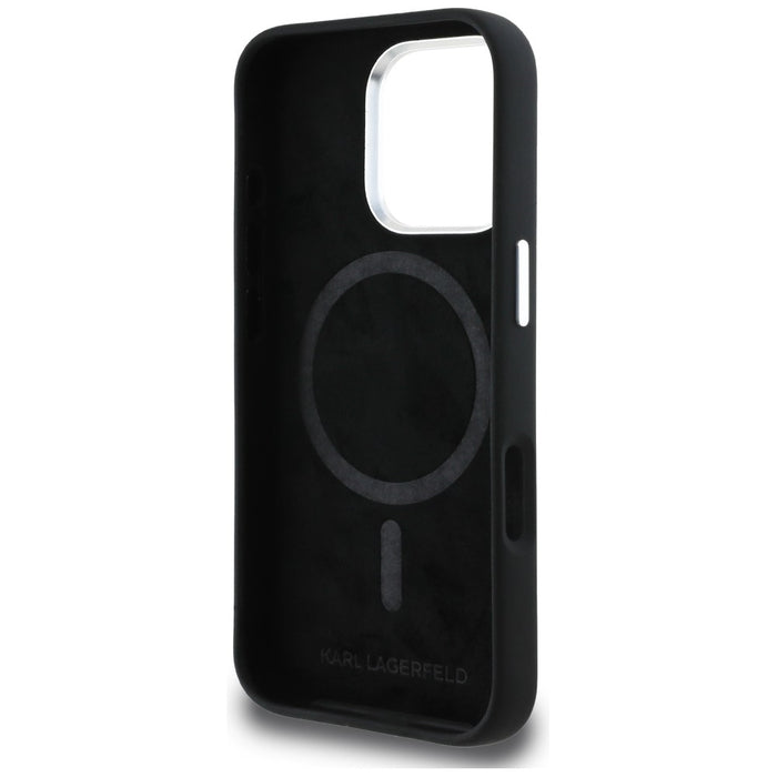 Karl Lagerfeld Silicone Karl&amp;Choupette Sketch MagSafe Case for iPhone 16 Pro Max - Black