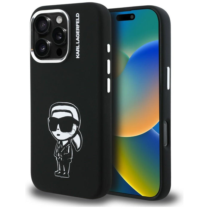 Karl Lagerfeld Silicone Karl Sketch MagSafe Case for iPhone 16 Pro - Black