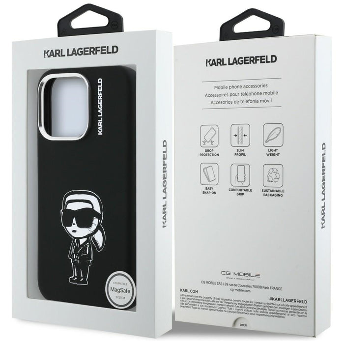 Karl Lagerfeld Silicone Karl Sketch MagSafe Case for iPhone 16 Pro Max - Black