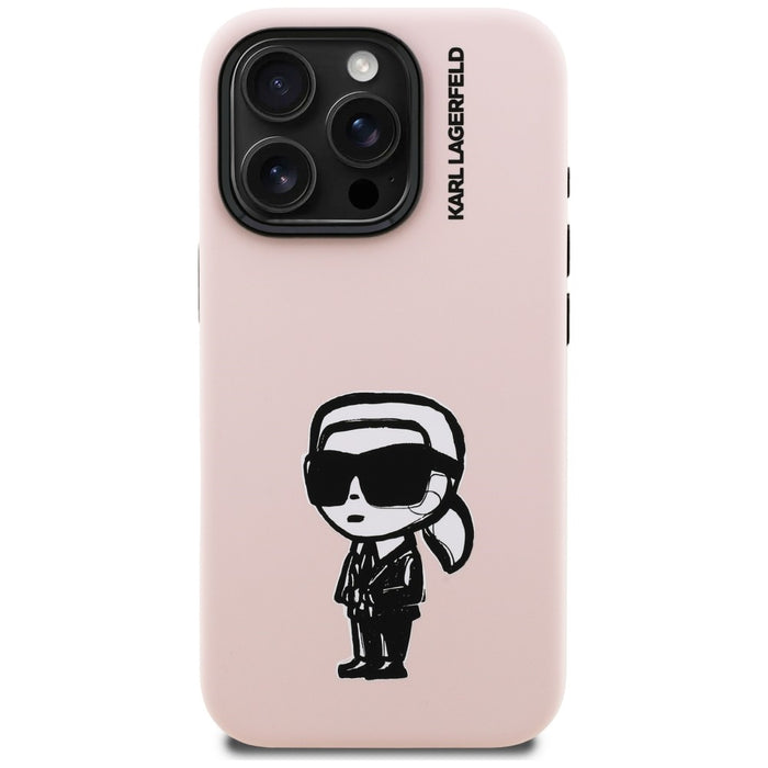 Karl Lagerfeld Silicone Karl Sketch MagSafe Case for iPhone 16 Pro Max - Pink