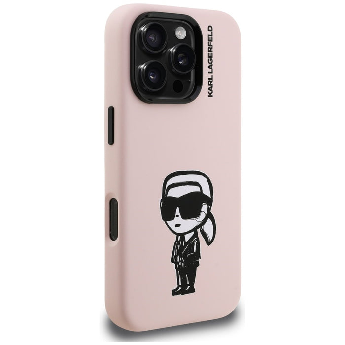 Karl Lagerfeld Silicone Karl Sketch MagSafe Case for iPhone 16 Pro - Pink